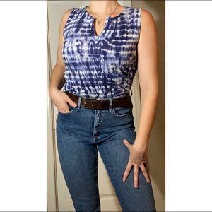 Jones New York Signature Blue Tie Dye Tank